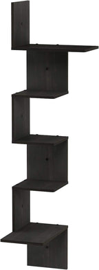 Furinno Rossi Wall Mounted Shelves, 5-Tier Rectangle, Espresso/Black