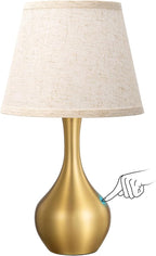 Seealle Touch Table Lamp for Bedroom, 3-Way Dimmable Small Bedside Lamps for Night Stands with Wires, Gold Desk Lamp for Kids Room, Office, Living Room, End Table(LED Bulb Included)