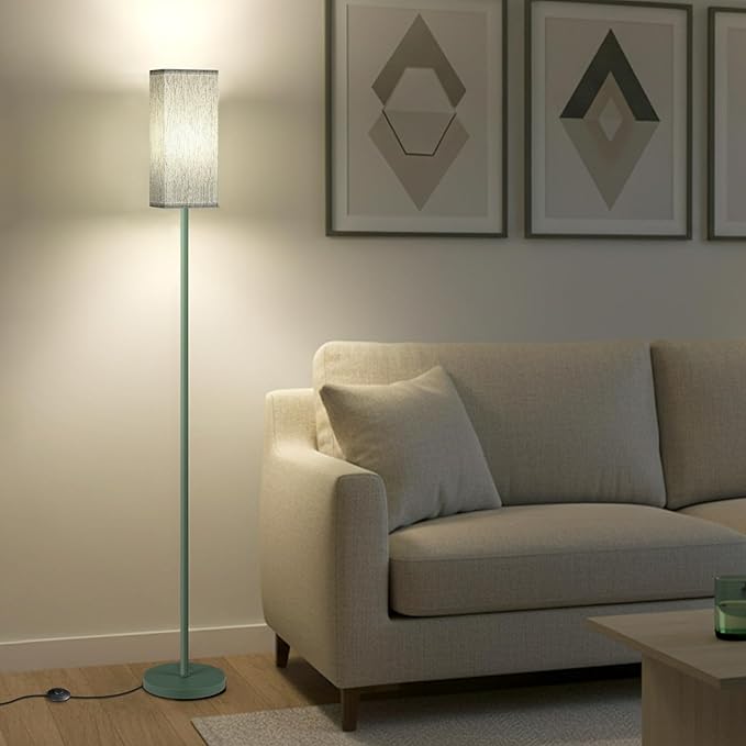64.6" Floor Lamp, Pole Lamp with Foot Switch, Modern Standing Lamp, Minimalist Freestanding Lamp (Bulb Not Included), for Living Room, Bedroom Office ETL Listed, Green QQ07LD05