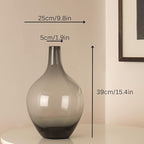 Floor Vase, Large Gray Glass Tall Big Vases, Smoked Black Glass Vase, Large Decorative, 15 inches Tall, Demijohn