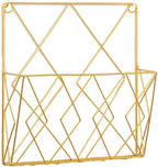 Iron Wire Collection For Case Wall Mount File Holder Metal Magazine Organizer Holder Home School Dorm Organizer Supplies Wall Magazine Holder Rack Gold Metal Clear For Bathroom