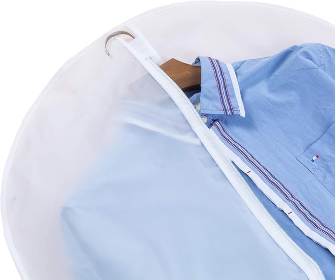 6 Pack Shirt Garment Bags (24x36") - Dustproof Short Suit Covers - Durable PEVA Closet Bags with Sturdy Zipper for Blouses, Jackets, Sweaters & T-Shirts (Translucent)