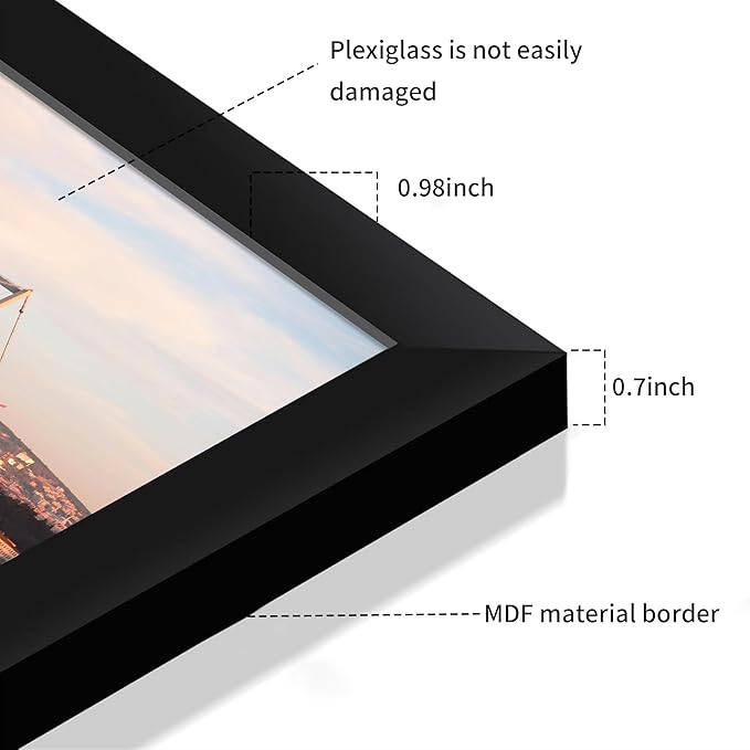 20x28 Picture Frame Black Set of 3, Display Pictures 16x24 with Mat or 20 x 28 Without Mat, Poster Frames 20x28 for Wall Hanging Horizontal and Vertical