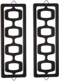 CroBlissful 2 Pcs Mid Century Modern Wall Art Wood Mid Century Elegance Decor Accents Abstract Wall Sculpture Geometric Panels for Interior Panel Art for Home Living Room(Black)