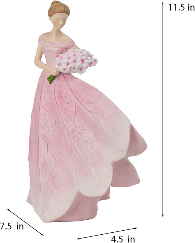 Guichifun Fairy Statue Collection Home Decoration - Pink Leaf Angel Girls Resin Home Garden Patio Living Room Decor Memorial Gift for Mom 7.5 x 4.5 x 11.5 Inch