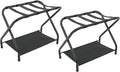 2 Pack Luggage Rack with Storage Shelf, Steel Folding Suitcase Stand, Portable Luggage Stand for Indoor Bedroom, Living Room and Outdoor Camping, 27.5 x 14.2 x 20.7 Inches