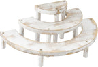 MyGift 3 Tier Wooden Display Riser Stand, Cupcake Stand & Perfume Organizer, Rustic Whitewashed Tiered Display Shelf for Desserts, Nail Polish, Makeup, Plants & Collectibles