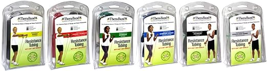THERABAND Professional Latex Resistance Tubing with Handles For Physical Therapy, Lower Pilates, At-Home Workouts, and Rehab, Soft Handles, 50 Inch, Black, Special Heavy, Advanced Level 1