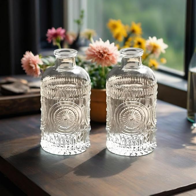 4-Piece Modern Transparent Glass Rectangular Propagation Vase Set for Indoor Use, Holds Water, Perfect for Home Decor, Table, Shelf, Desk, Office