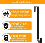 4 Pack Wreath Hangers for Front Door, Over The Door Wreath Hanger Holiday Decorations Wreath Hook for Hanging Christmas Easter Fall Decoration, Welcome Sign Holder Two Each of 12" and 15" (Black)