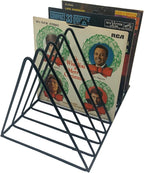 Vinyl Record Storage Holder Stand - Premium Triangle Metal Wire Magazine Rack and Book Holder holds up to 33 Lp Album Records, Functional and Contemporary Vinyl Record Rack Organizer (Black)