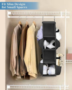 SLEEPING LAMB Short Hanging Shoe Organizer for Closet Storage with Mesh Side Pockets Holds 8 Pairs, Hanging Shoe Rack Hanger RV, Camper, Black