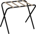 Household Essentials 2126-1 Folding Luggage Rack | Black Frame with Khaki Straps