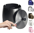 Ash Tray, Large Outdoor Ashtray with Lid, Ashtray for Outside Patio, Stainless Steel Windproof Smokeless Ash Tray for Balcony, Ashtrays for Smokers, Cigar, Home Office Decoration