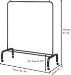 Rolling Clothes Rack Metal Clothing Rack with Wheels Garment Rack with Bottom Shelf for Hanging Clothes Shirts Jeans and Coats Black