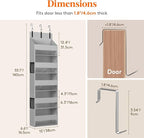 Lifewit 1 Pack Over the Door Organizer, Clear Window Hanging Storage with 4 Side Pockets, Anti Tilt 40 lbs Load Behind Door for Pantry, Nursery, Bathroom, Bedroom, Dorm, 5 Section, Light Gray