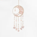 Pink Gemstone Dream Catcher 7 Chakras Tree of Life Moon Dream Catchers with Healing Crystal Stones Handmade Suncatcher Dreamcatcher Wall Decor for Adults Living Room,Bedroom,Garden,Bless Gift