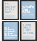 DSHFG Motivational Inspirational Office Wall Art Decor Prints Set of 4, Black Motivational Wall Decor Trendy Retro Posters for Office Home Decor, 8x10 Unframed (Blue)