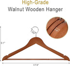 TOPIA HANGER Wooden Hangers 30 Pack, Wood Clothes Hangers, Durable Coat Hanger with 360-Degree Rotatable Hook, Non-Slip Pants Bar and Shoulder Notches for Camisole Tops (Walnut) - CT34WA30