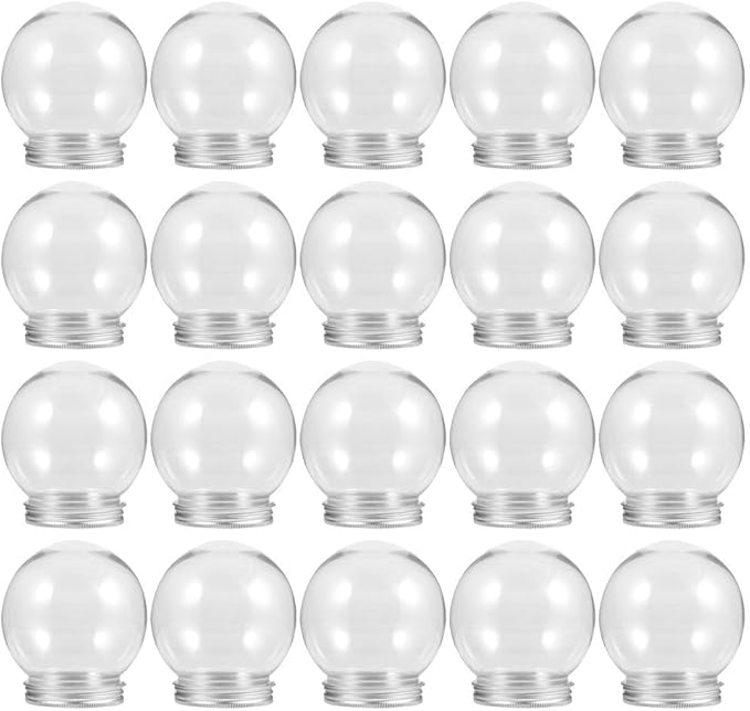 BESTOYARD 20Pcs DIY Snow Globe Water DIY Kit - Clear Water Globe Jars, Photo Snow Globes, Fancy Snow Globes with Glitter Flakes