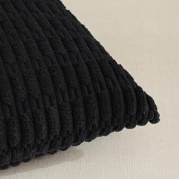 Fancy Homi 4 Packs Decorative Throw Pillow Covers for Living Room Couch Bed, Modern Farmhouse Boho Home Décor Accent Cushion Case, 24" x 24", Black