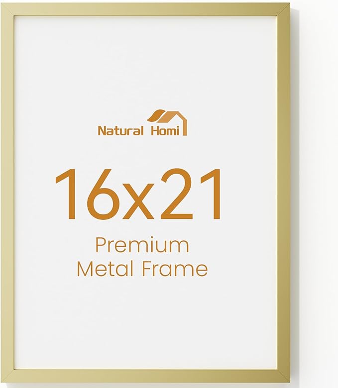 16x21 Aluminum Metal Picture Frame,Tempered Glass Gold Photo Frame 16x21 for Family Photo,Posters,Art,Document to Wall Mount Horizontally or Vertically