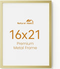 16x21 Aluminum Metal Picture Frame,Tempered Glass Gold Photo Frame 16x21 for Family Photo,Posters,Art,Document to Wall Mount Horizontally or Vertically