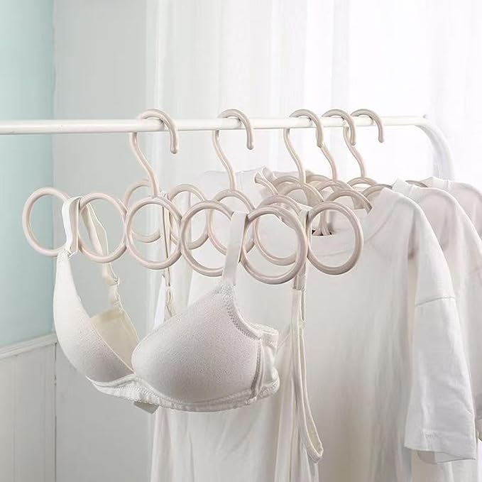 ﻿﻿﻿﻿﻿﻿﻿﻿﻿﻿﻿7-Piece Multifunctional Scarf Organizer for Belt, Waistband, and Tie Holder, 5-Ring Hole Slots Design to Save Space | Essential for Home Wardrobes | Storage Tool for Housewives (White)