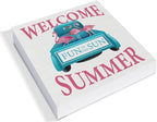 Country Flamingo Truck Wood Box Sign Decor Desk Sign Welcome Summer Quote Flamingo Wooden Box Block Sign Rustic Home Shelf Wall Decoration