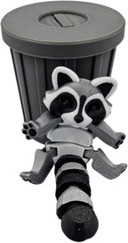 Articulating Animals Raccoon, Fox, Panda, Skunk, Possum with Containers - 3D Printed Articulated Joints ADHD, Autism, Relief Anxiety, Collectible Figurines (Raccoon Trash Can)