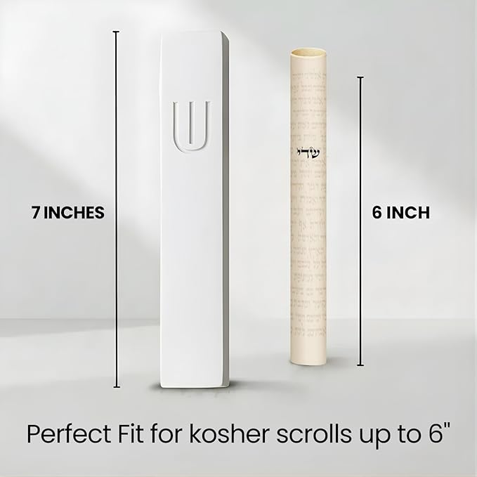 SURI Mezuzah for Door with Scroll – 7 Inch Modern Mezuzah Case with Non Kosher Scroll Included, Fits up to 6” Scroll, Easy Adhesive Installation, Gift Box Included