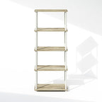 Furinno Turn-N-Tube Book Shelf, 5-Tier Bookshelf, Bookcase with Multipurpose Compact Display Rack, 11.6 x 23.6 x 57.4, for Living Room, Bedroom, Home Office, Sonoma Oak/White