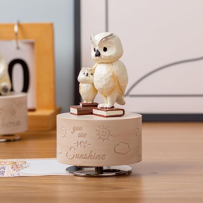 Owl Music Box Figurine, Sculpted Hand-Painted Musical Figure Gifts, for Birthday Mothers Day Anniversary, Play You are My Sunshine