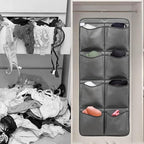 Dual Sided Hanging Closet Organizer Shoe Rack Holder with 26 Large Pockets (GREY)