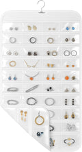 1 Pack Hanging Jewelry Organizer, 80 Clear Pockets earring organizer and storage, Accessories holder organizer for Closet, Jewelries, Necklace, Travel