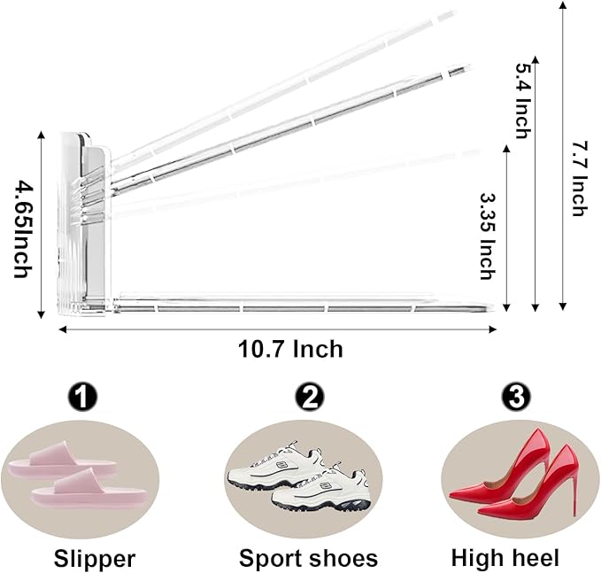 10Pack Shoe Slot Organizers Clear Shoe Stacker Organizer for Closet Shoe Holder Space Saver Rack Storage for Closet (Clear, 10Pack)