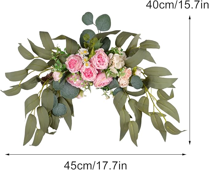 Artificial Peony Swag, Set of 2 Pink Flowers Swag Floral Swag Arrangements Decorative Wedding Arch Flowers for Wedding Arch Front Door Wall Decor