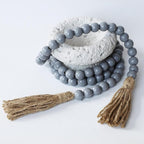 Boho Decor Wood Beads Garland Farmhouse Wall Hanging Decorations Natural Wooden Bead Tassel Decorative for Coffee Table Christmas and Prayer (Gray, 58")