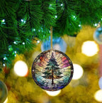 Christmas Ornaments, Stained Glass Style, Round Fun Acrylic Decoration Gifts (Christmas Tree)