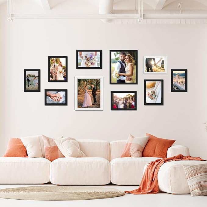 KTKDE A4 Picture Frame White set of 6 with Shatter-Resistant Glass - 8.3x11.7 Frame with Engineered Wood - Signature Collection - A4 Frame for Tabletop and Wall Home Decor best gift