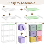 6 Cube Storage Organizer with Shelf Back to School Boxes 11 Inch Toy Storage Bins Closet Organizers Drawers Fabric Dresser for Playroom Books Bedroom Dorm Kitchen (Multiple Colors)