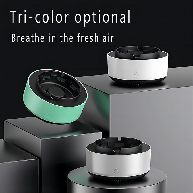 Smokeless Ashtray, 2 in 1 Air Purifier Multifunctional Smokeless Ashtrays with Filter, Purifier Ashtrays for Cigarettes Car Indoor(White)
