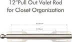 FIRJOY 12" Valet Rod for Closet Pull Out (1 Pack, Brushed Nickel)