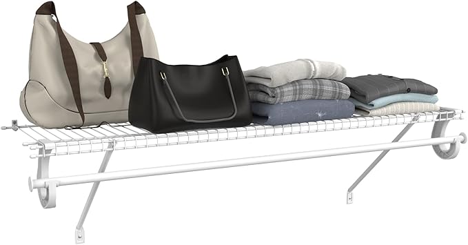 ClosetMaid 5631 SuperSlide Ventilated Shelf Kit with Closet Rod, 4-Foot x 12-Inch, White