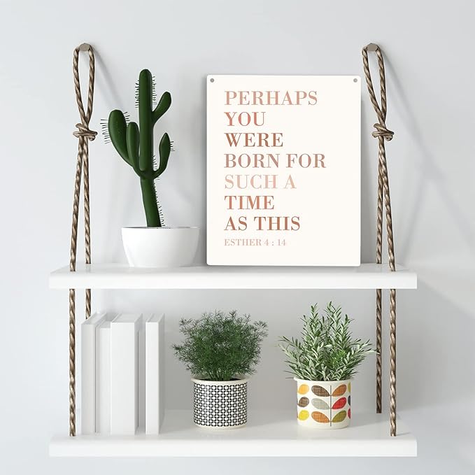 Christian Wall Art Perhaps You Were Born for Such A Time As This Wooden Hanging Sign Religious Gifts Bible Verse Wall Art Home Office Bedroom Living Room Decor Baptism Gifts 8 x 10 Inches