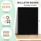 DOLLAR BOSS Black Cork Board with Linen Double-Sided 16''X 12'', Black Cork Boards for Walls, Wood Frame Bulletin Board Hanging Pin Board, Cork Board for Office Home School 1-Pack
