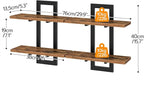 HOOBRO Floating Shelves, 15 Inch Wall Shelf Set of 2, Wall Mounted Storage Shelves 2-Tier, Hanging Bathroom Shelves, for Living Room, Bedroom, Bathroom, Kitchen, Rustic Brown and Black BF32BJ01G1