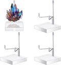Suzile 4 Pcs Adjustable Metal Arm Display Stand Easel with Acrylic Base Rock Display Easel Holder Acrylic Crystal Clear Plate Stand for Geodes Mineral Agate(Silver,2.4 x 2.4 x 3.5 Inch)