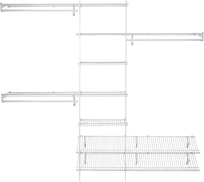 ClosetMaid 5037 5Ft. To 8Ft. Fixed Mount Closet Organizer Kit, White