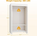 H5C Clothes Rack with Cover, Portable Closet for Hanging Clothes, Covered Clothing Racks Heavy Duty, Freestanding Garment Racks with Shelves Max Load 360LBS White Closet Rack with White Cover